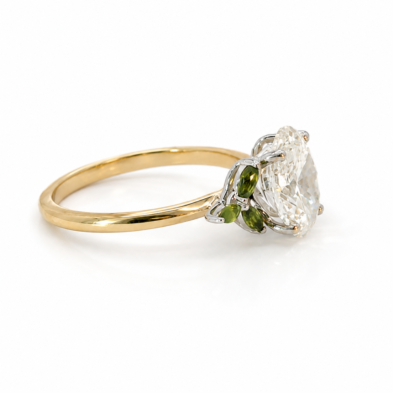 9kt Lab Grown Diamond and Tourmaline Engagement Ring