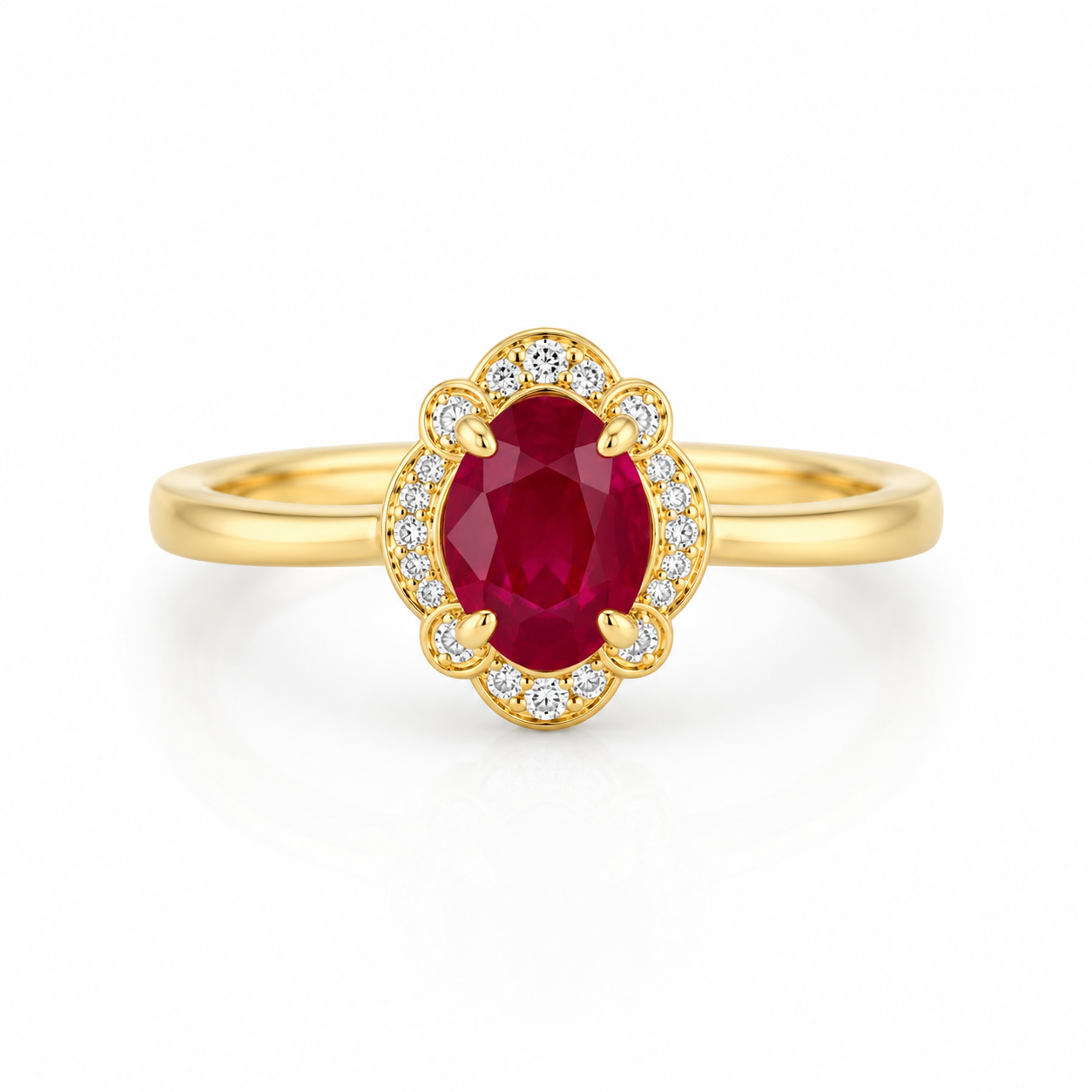 9kt Oval Ruby and Diamond Dress Ring