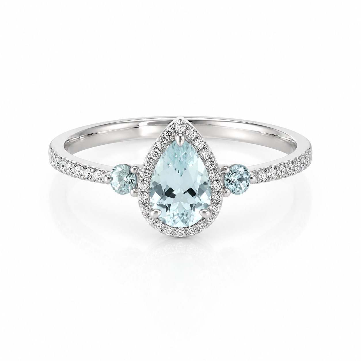 9kt Aquamarine and Diamond Dress Ring