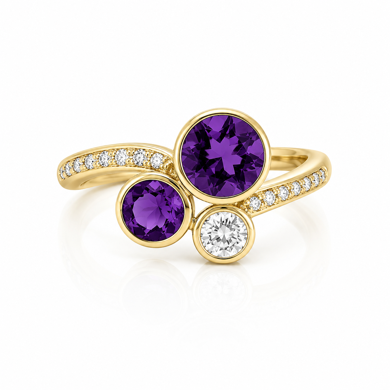 9kt Amethyst and Diamond Bubble Ring