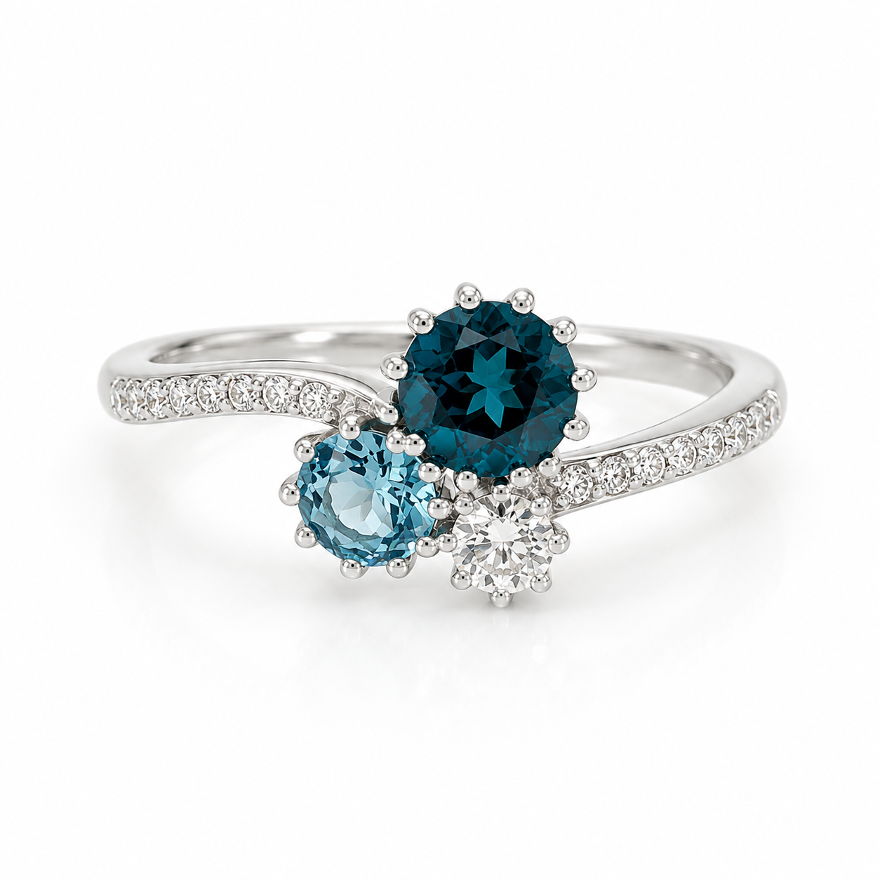 9kt London Blue Topaz and Diamond Bubble Ring