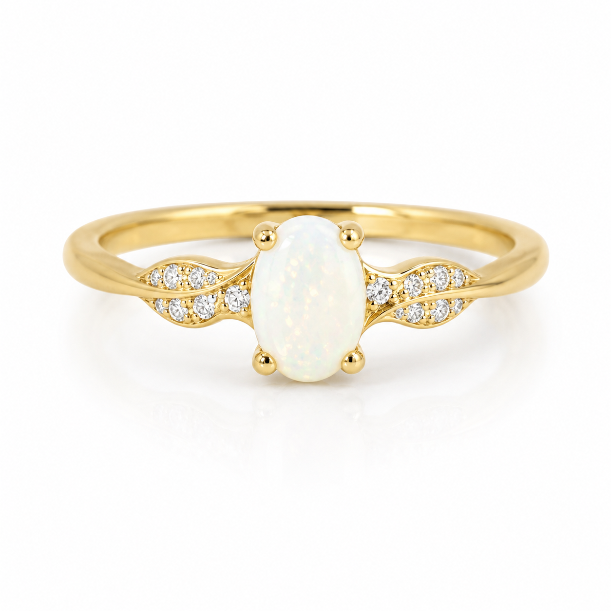 9kt Opal and Diamond Twist Dress Ring