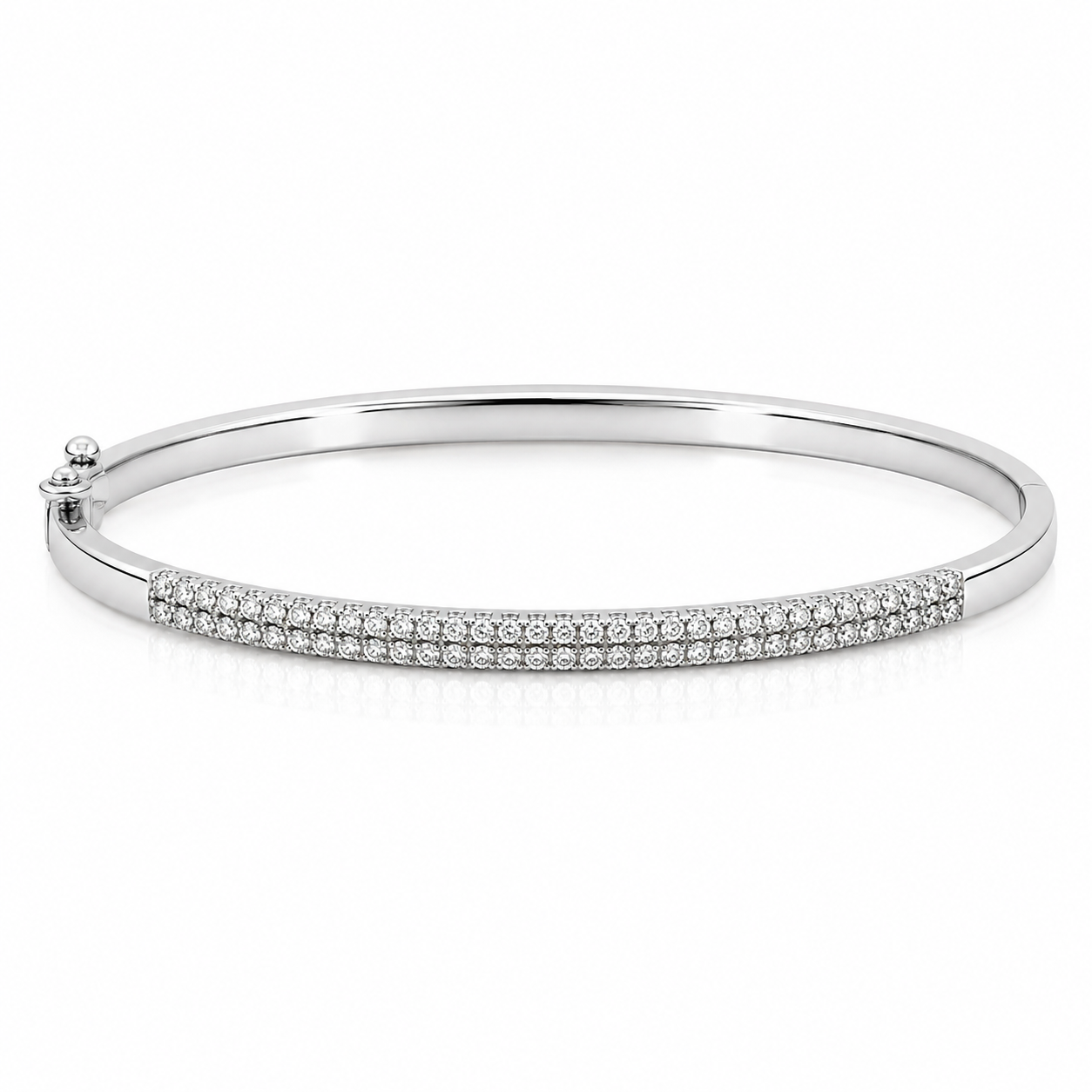 9kt Double Row Diamond Bangle