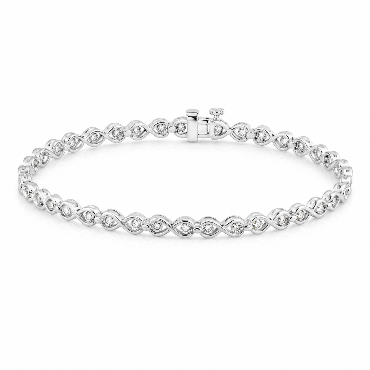9kt White Gold and Diamond Infinity Bracelet