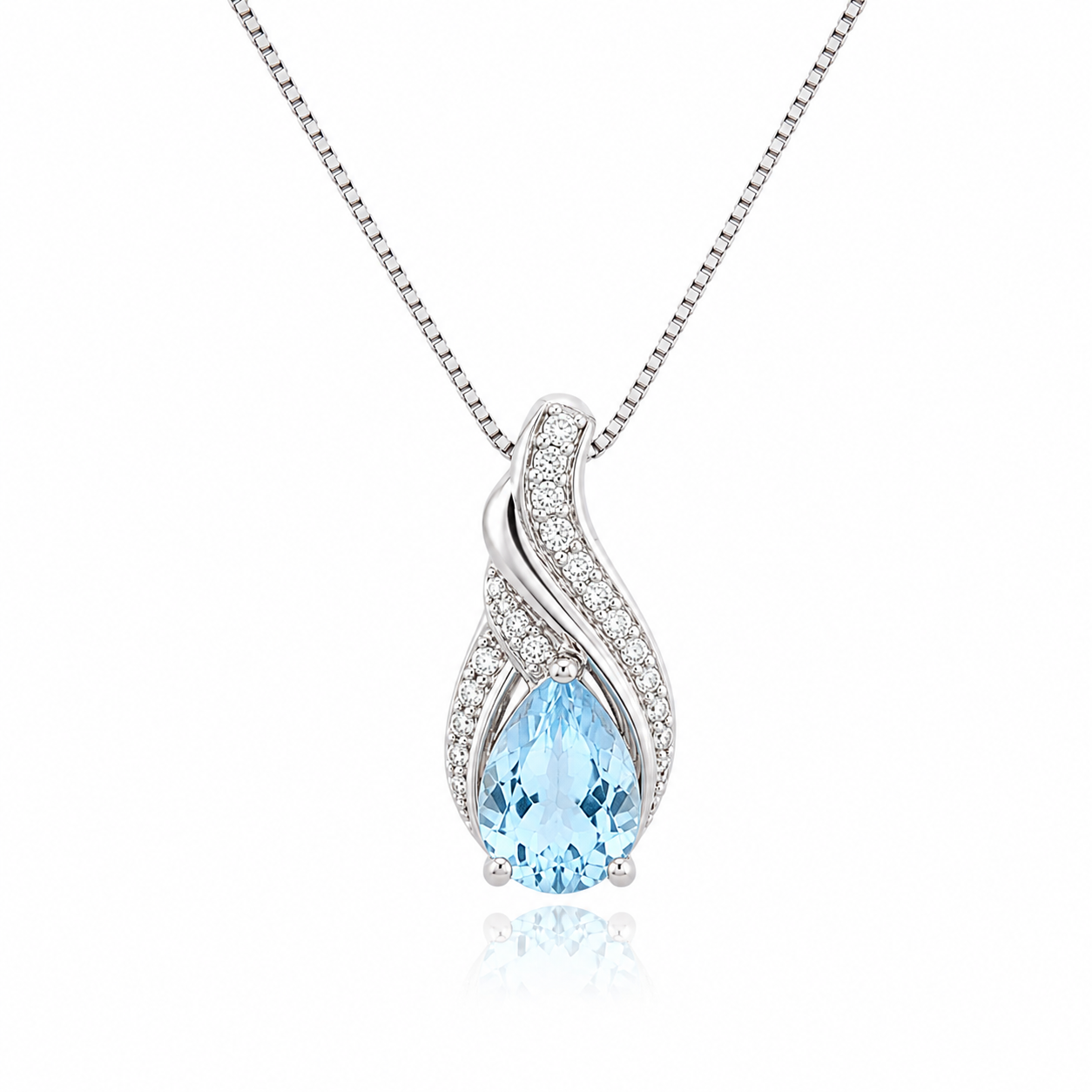 9kt Sky Blue Topaz and Diamond Pendant