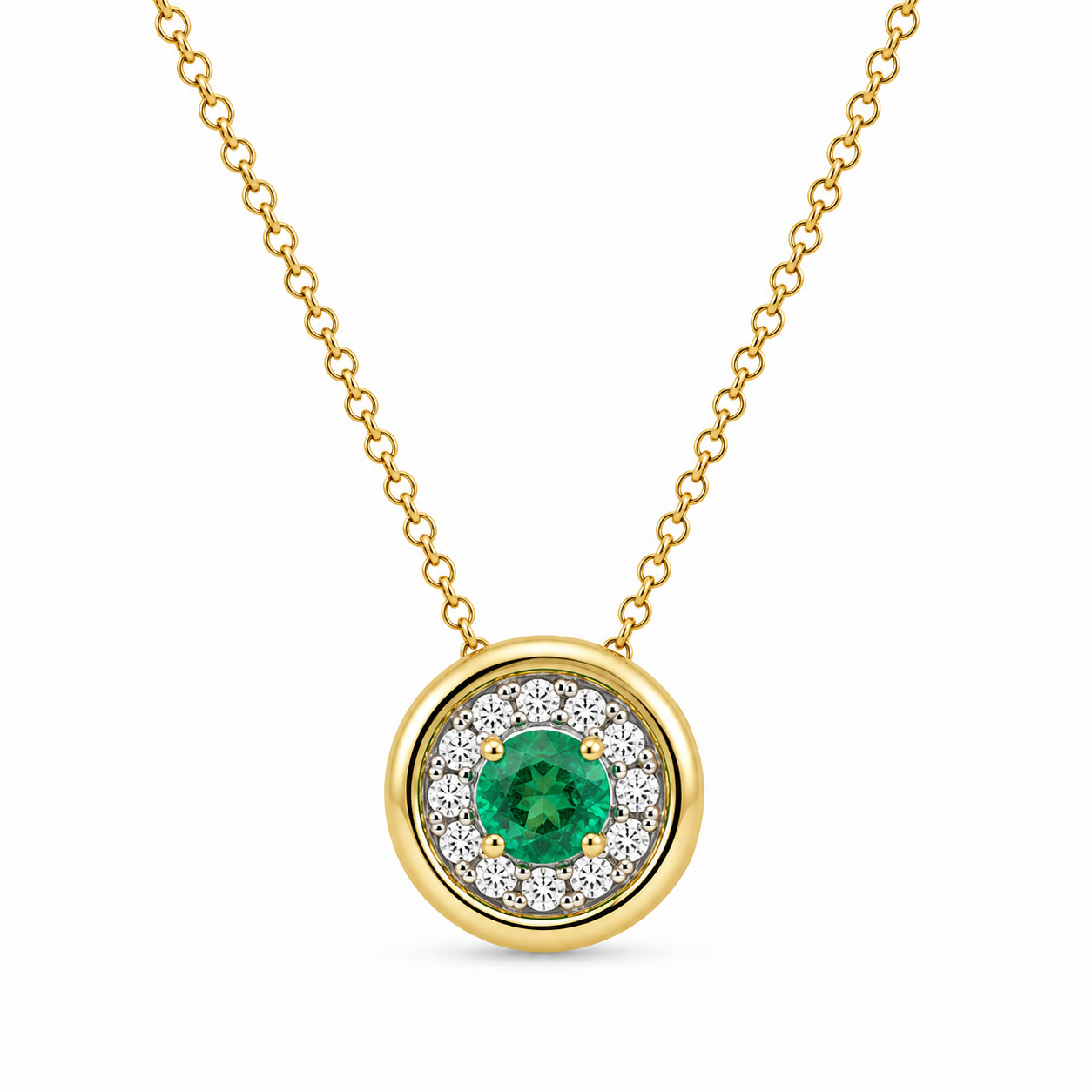 9kt Emerald and Diamond Pendant