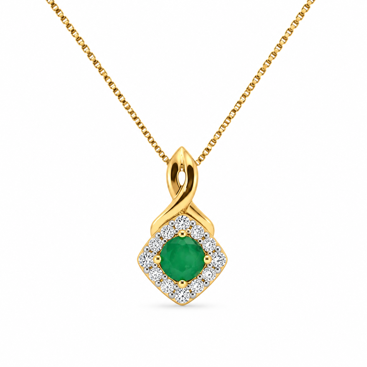 9kt Emerald and Diamond Pendant
