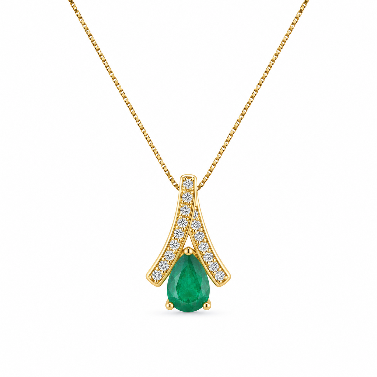 9kt Emerald and Diamond Pendant