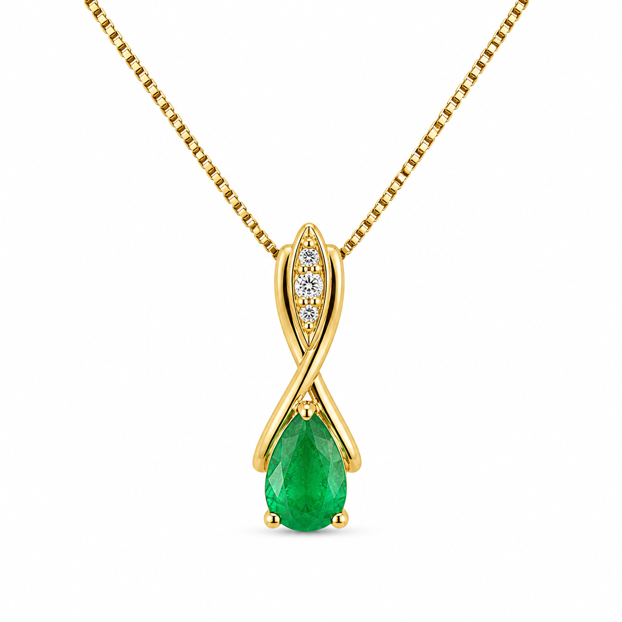 9kt Pear Emerald and Diamond Pendant