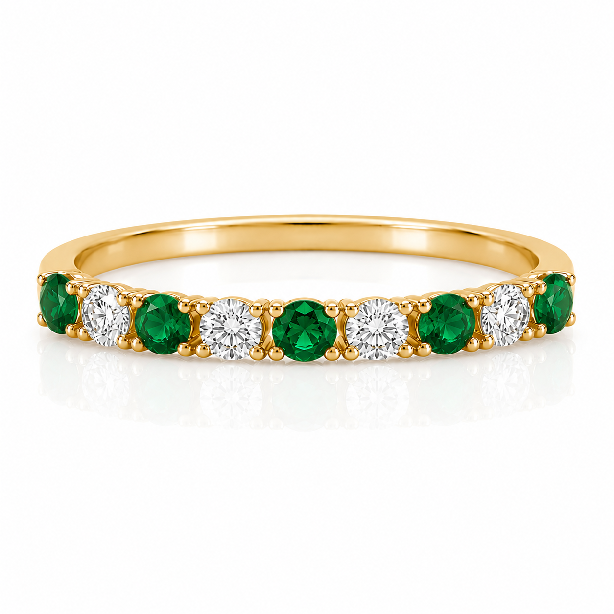 9kt Emerald and Diamond Band
