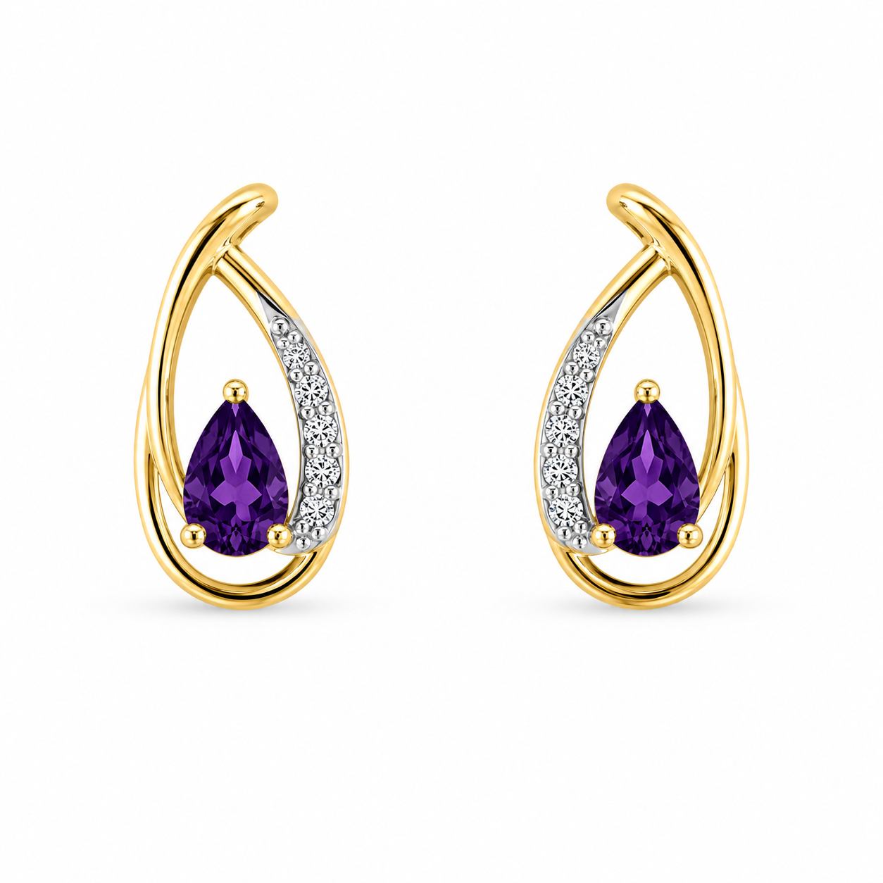 9kt Amethyst and Diamond Earrings