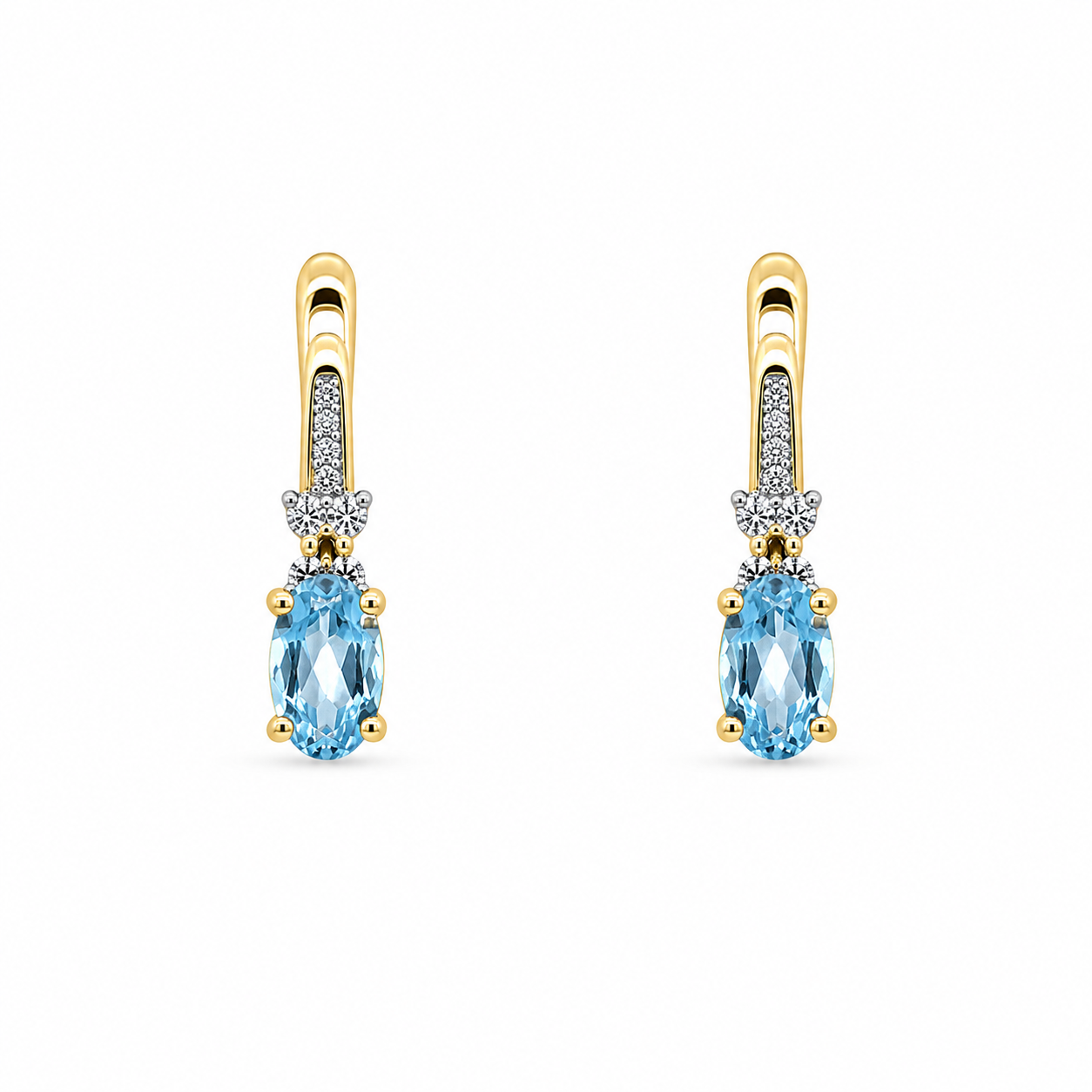 9kt Blue Topaz and Diamond Earrings