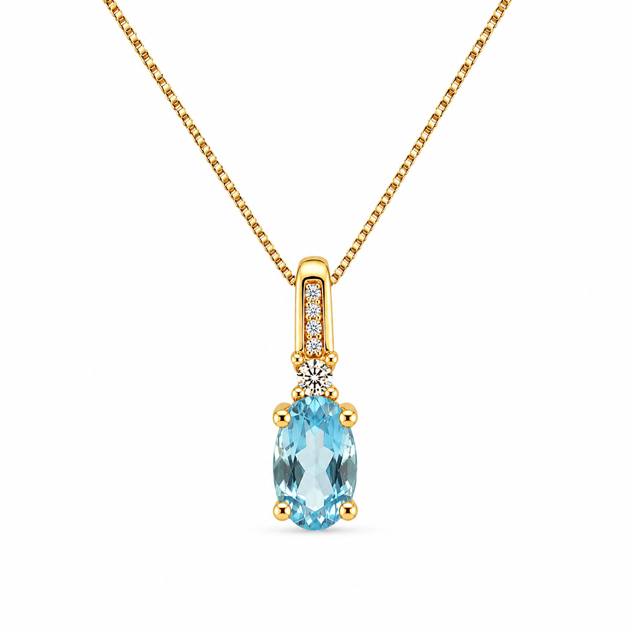 9kt Blue Topaz and Diamond Pendant