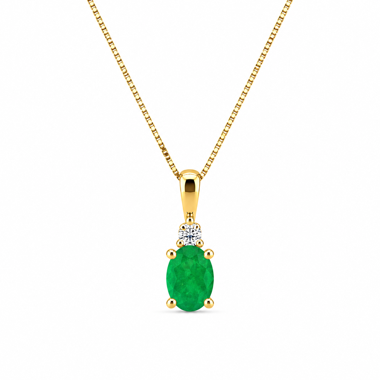 9kt Emerald and Diamond Pendant