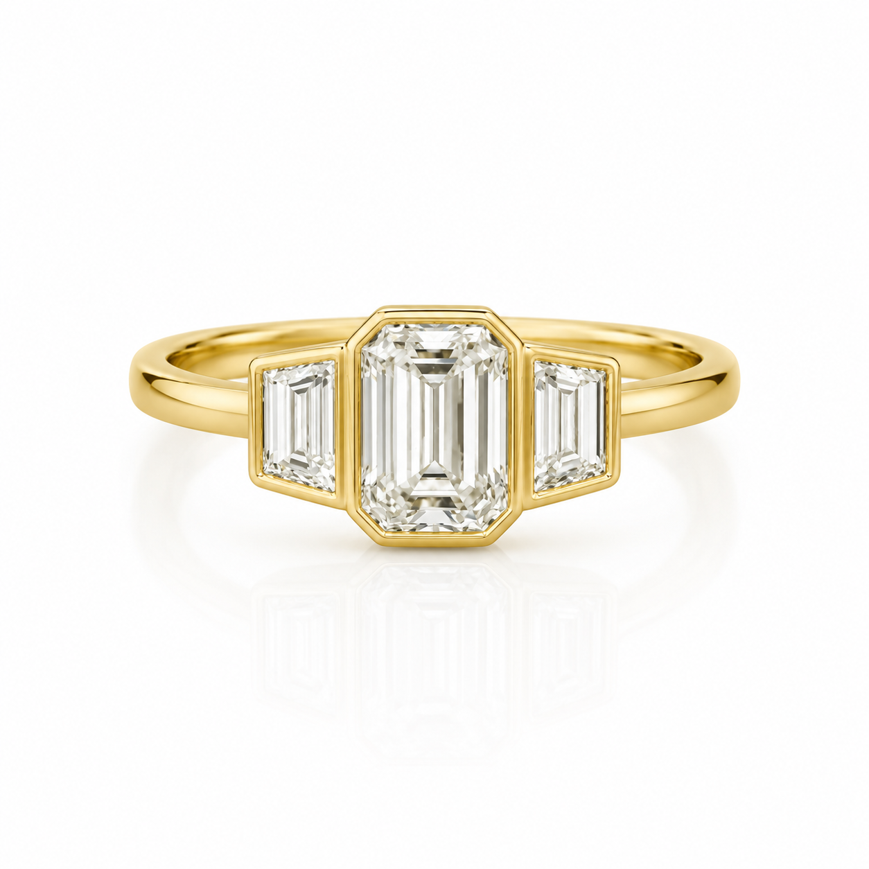 Lab Diamond 18kt Emerald Cut Three Stone Engagement Ring