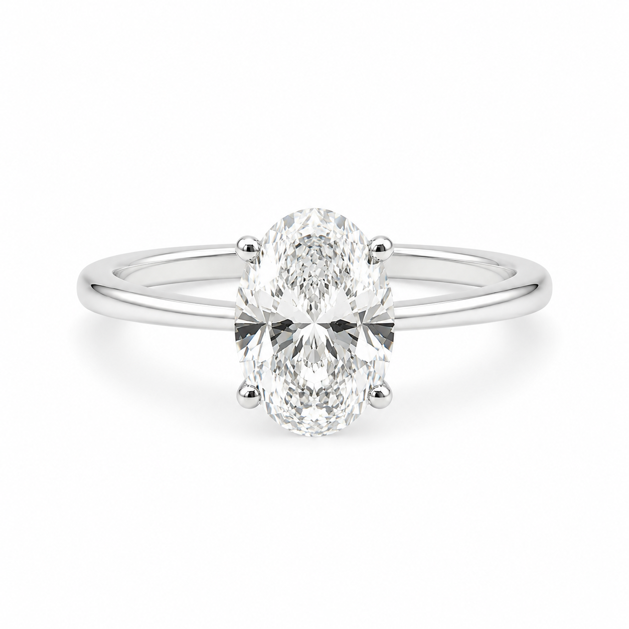 Lab Diamond Platinum Oval Solitaire Engagement Ring 3ct