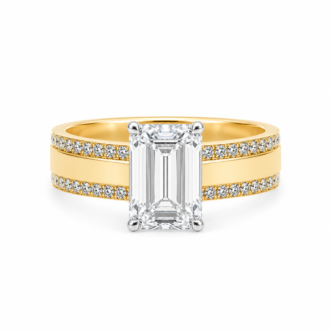 Lab Diamond 18kt Emerald Cut Solitaire Engagement Ring