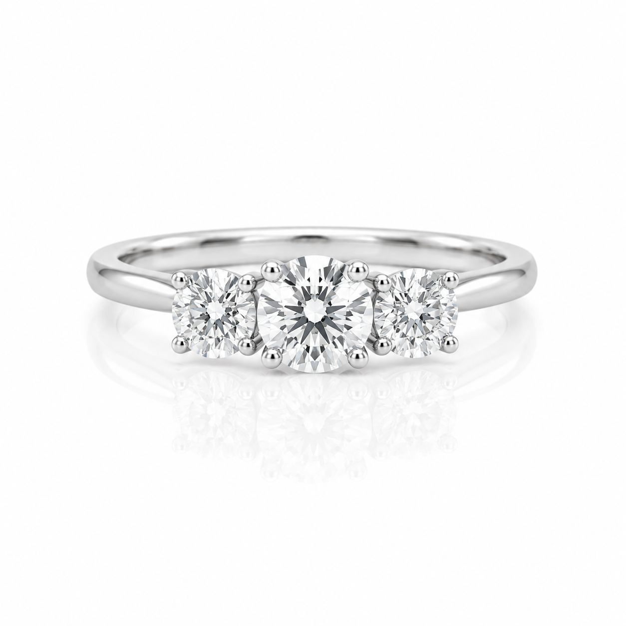 Lab Diamond Platinum Brilliant Cut Three Stone Engagement Ring