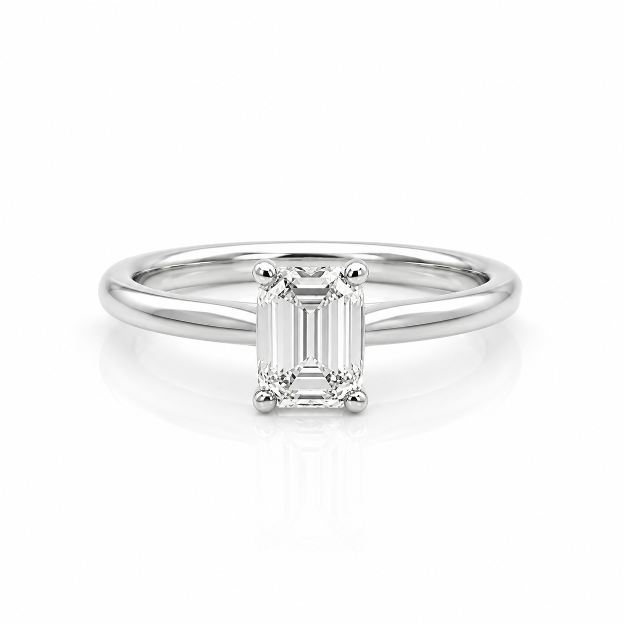 Lab Diamond Platinum Emerald Cut Solitaire Engagement Ring