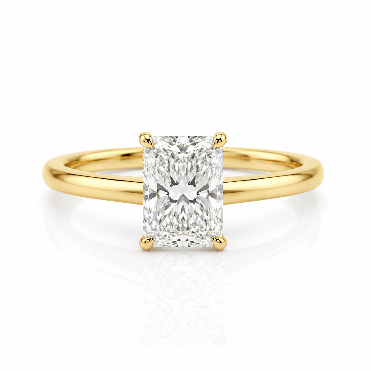 Lab Diamond 18kt Radiant Cut Solitaire Engagement Ring
