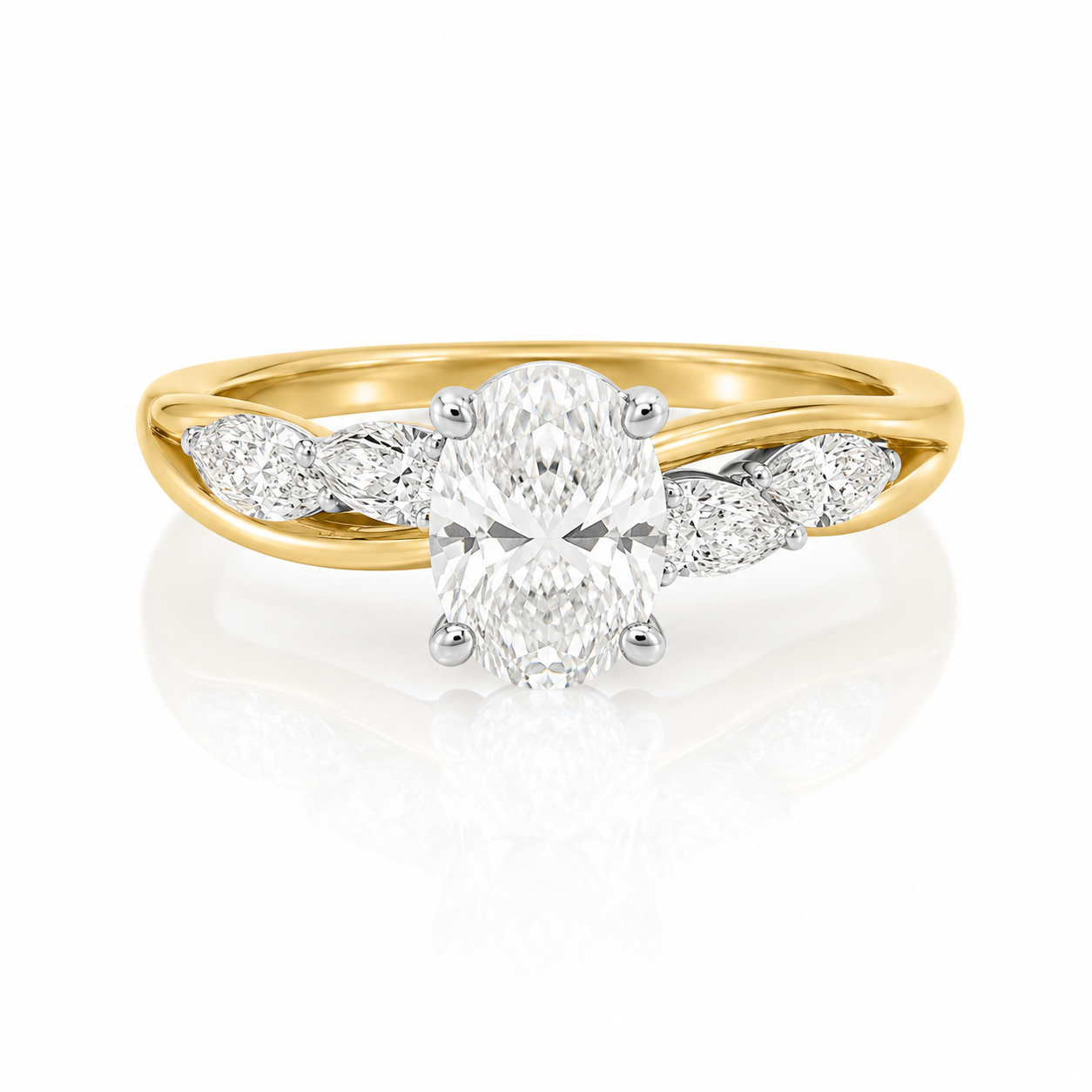 Lab Diamond 18kt Oval Solitaire Twist Engagement Ring