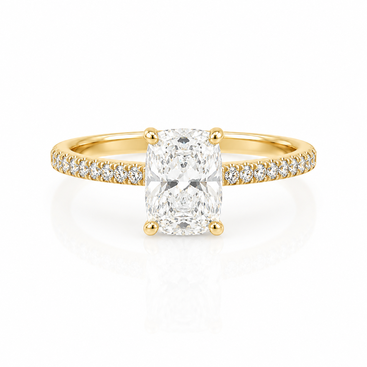 Lab Diamond 18kt Cushion Solitaire Engagement Ring