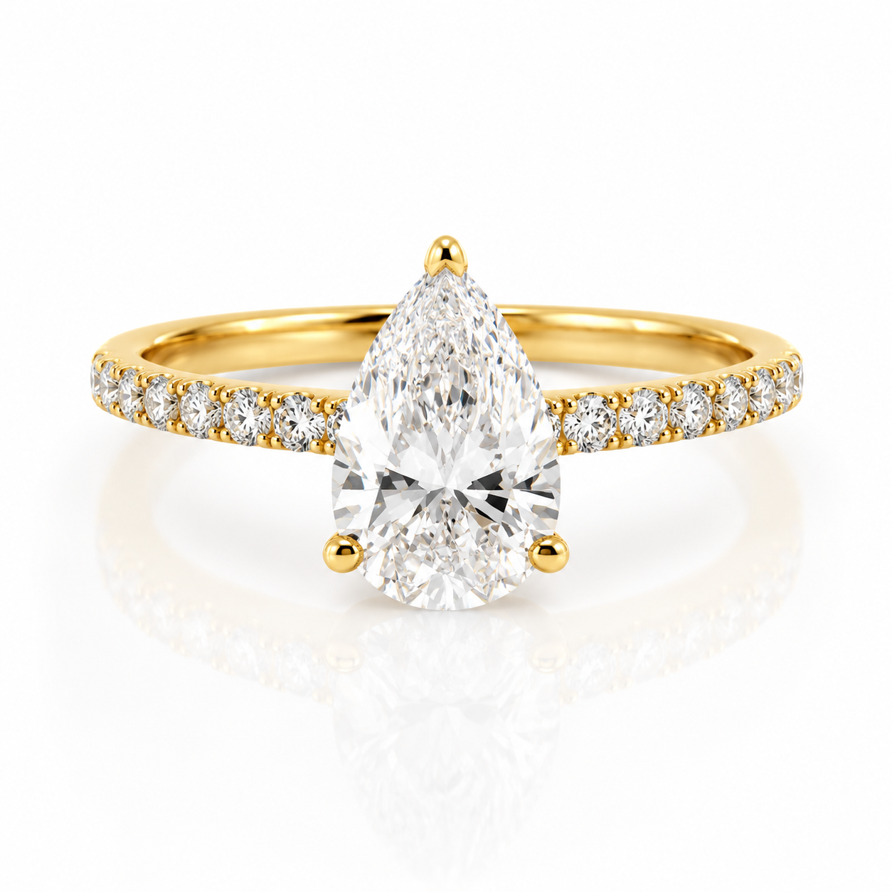 Lab Diamond 9kt Pear Cut Solitaire Engagement Ring