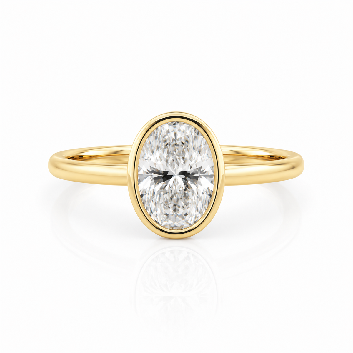 Lab Diamond 18kt Oval Solitaire Bezel set Engagement Ring