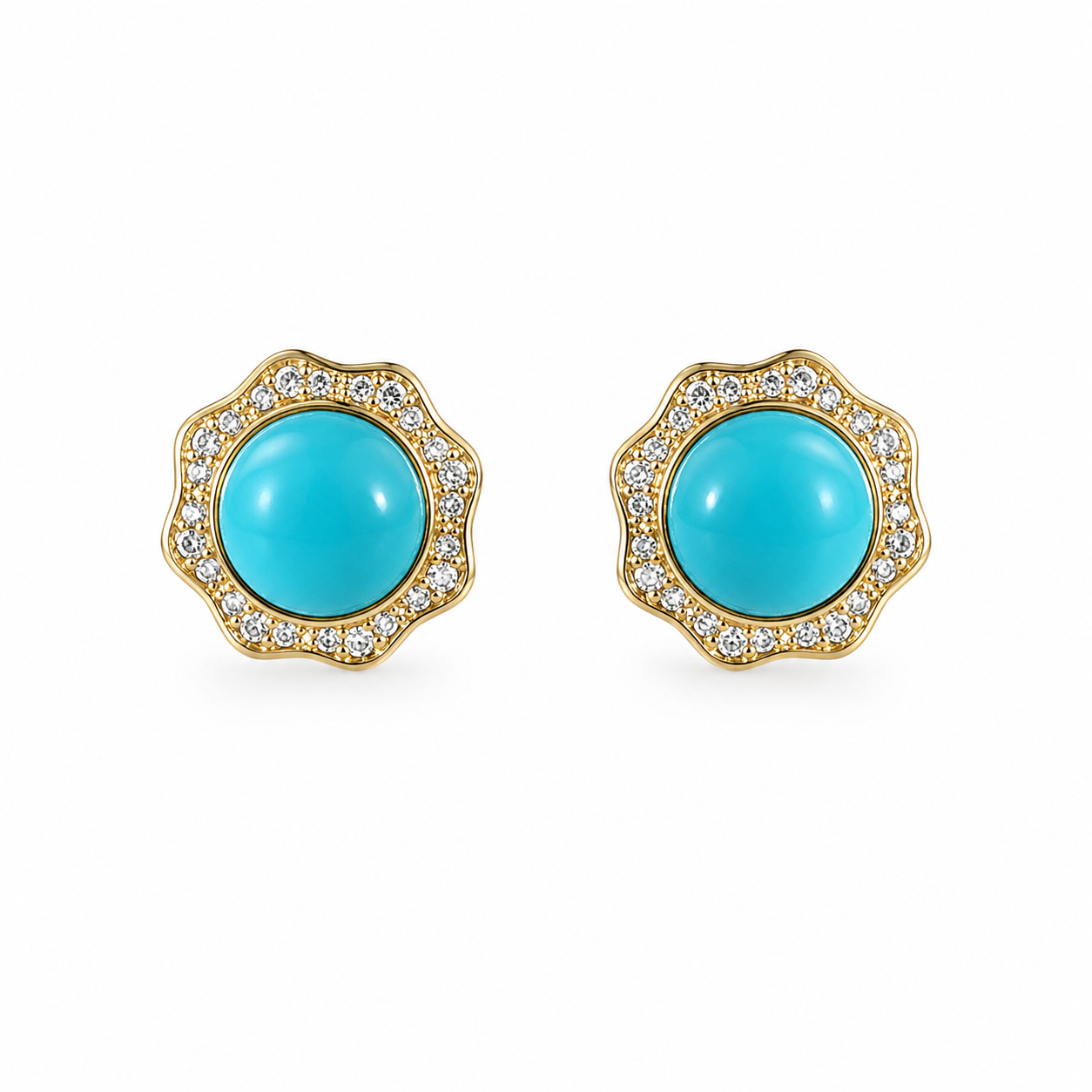 9kt Tourquise and Diamond Earrings