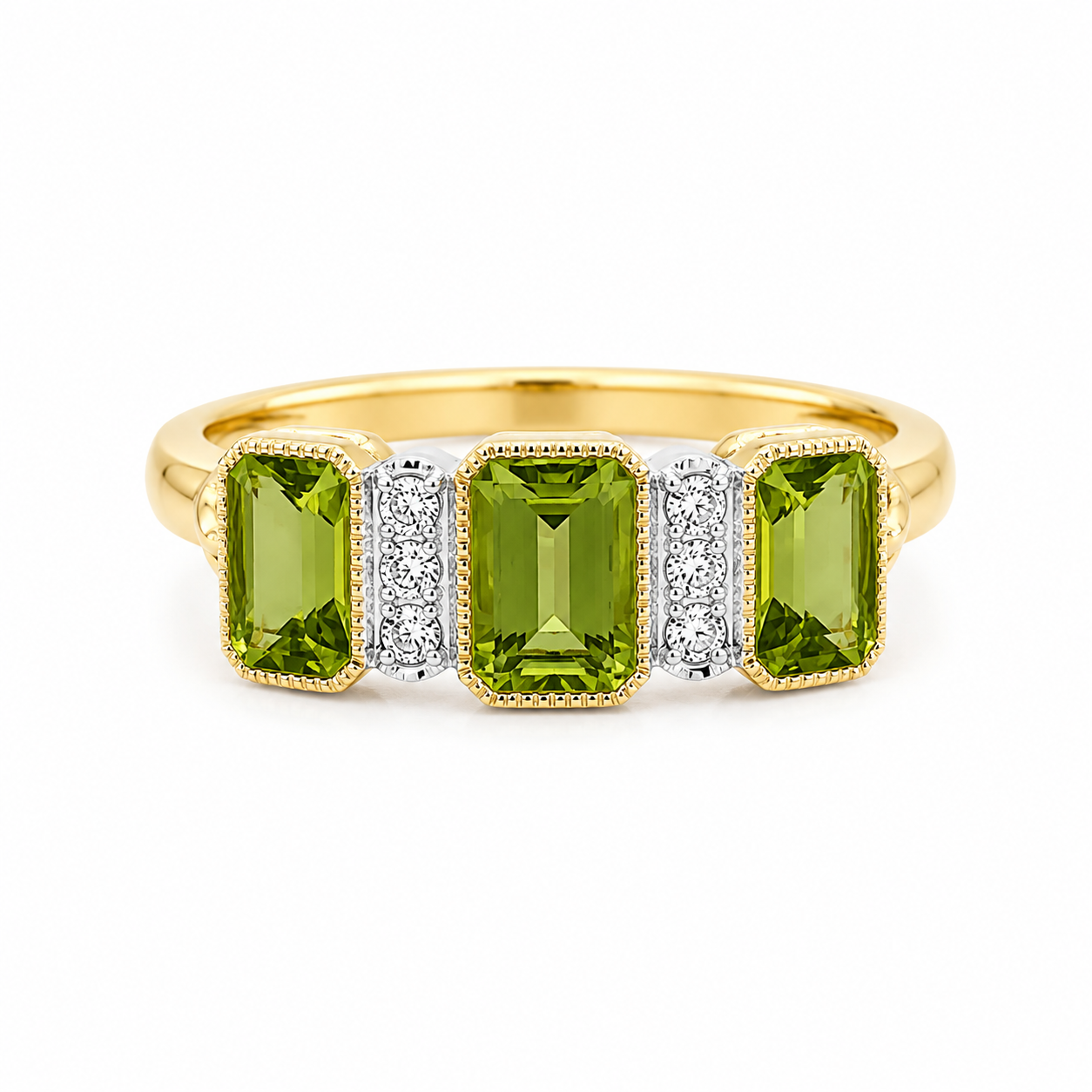 9kt Peridot and Diamond Dress Ring