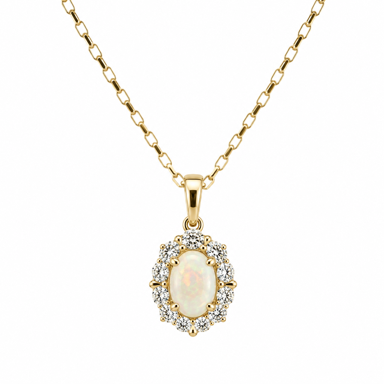 9kt Opal and Diamond Pendant