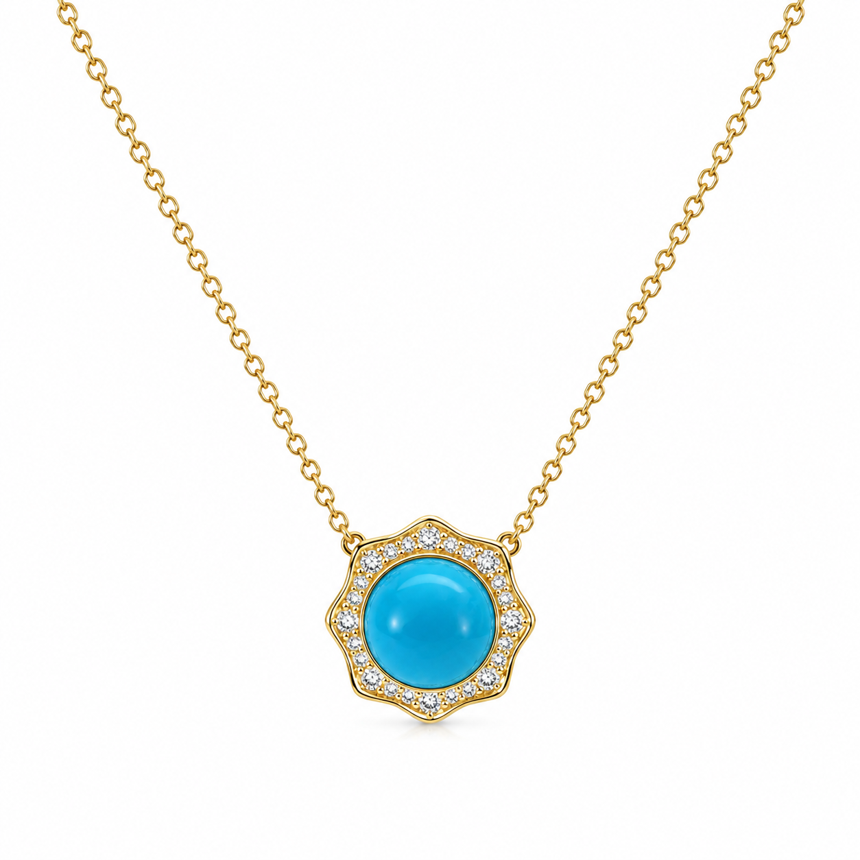 9kt Tourquise and Diamond Pendant