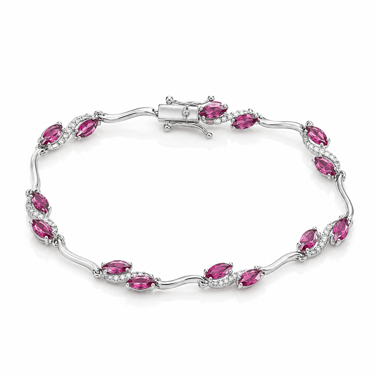 9kt Pink Tourmaline and Diamond Bracelet