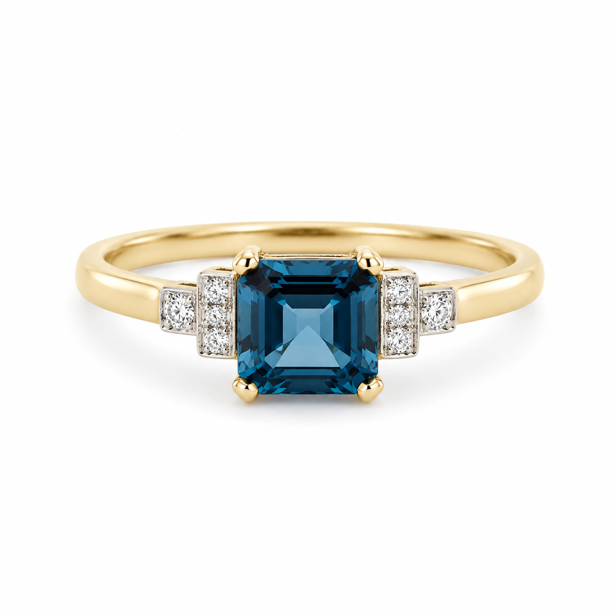 9kt London Blue Topaz and Diamond Dress Ring