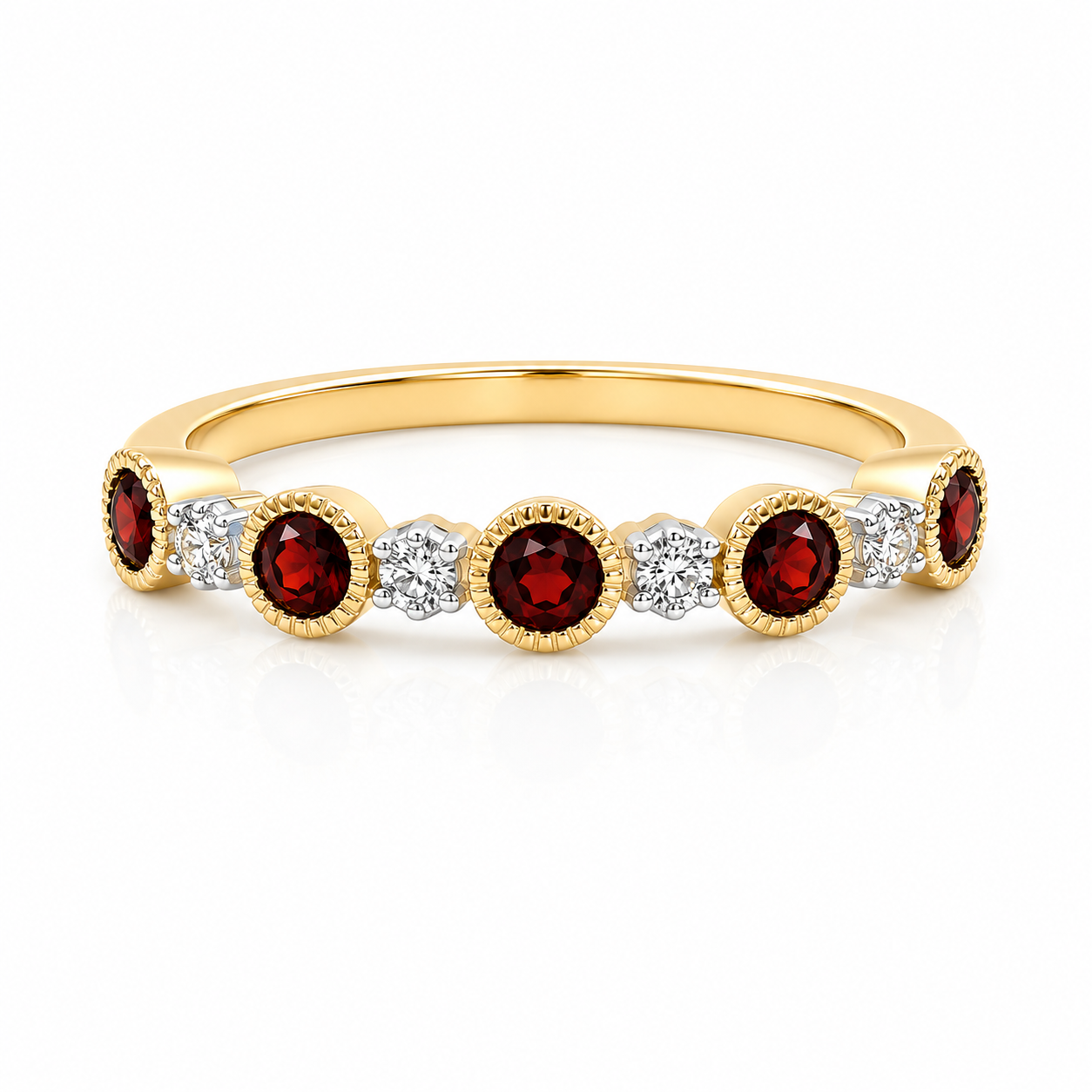 9kt Garnet and Diamond Dress Band