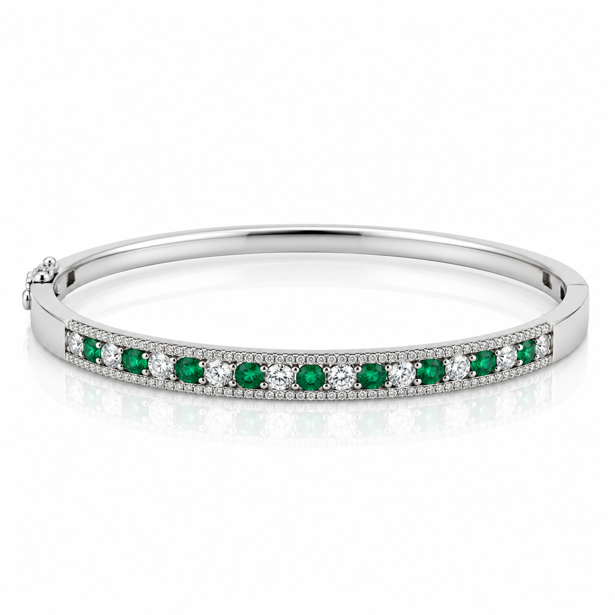 Green CZ Hinged Bangle