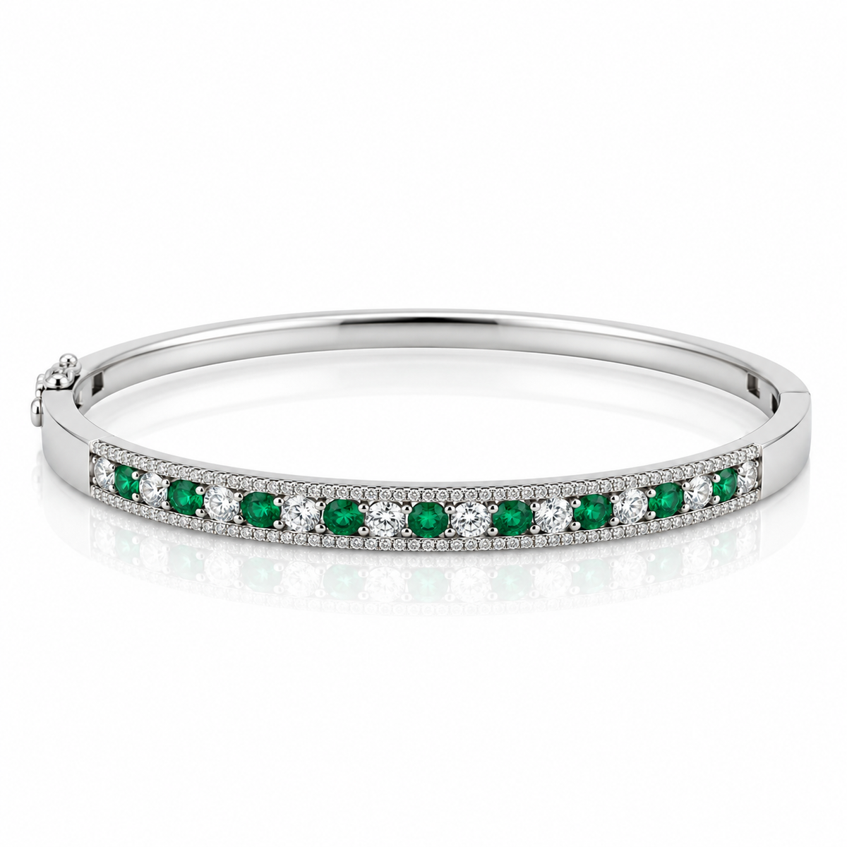 Green CZ Hinged Bangle