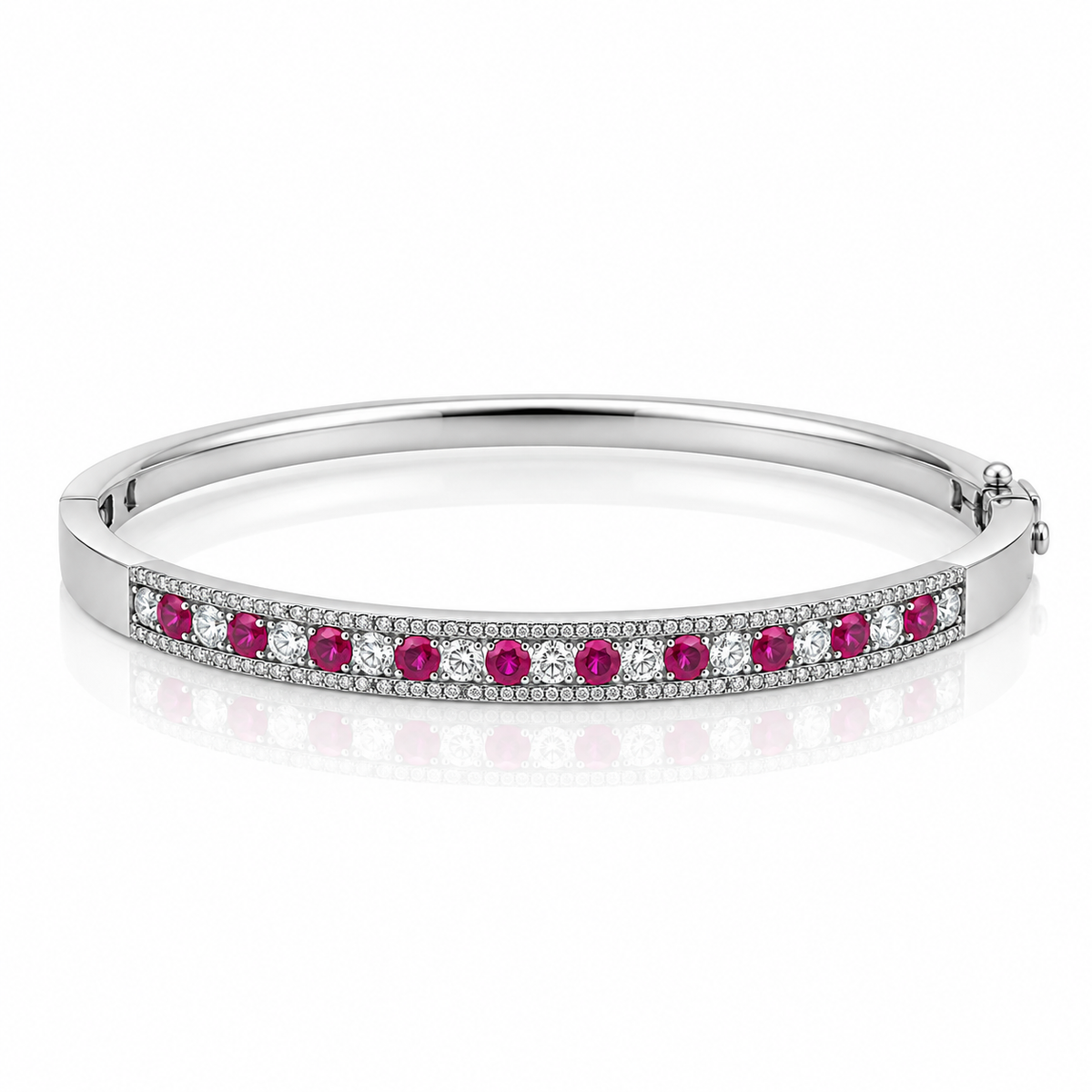 Red CZ Hinged Bangle