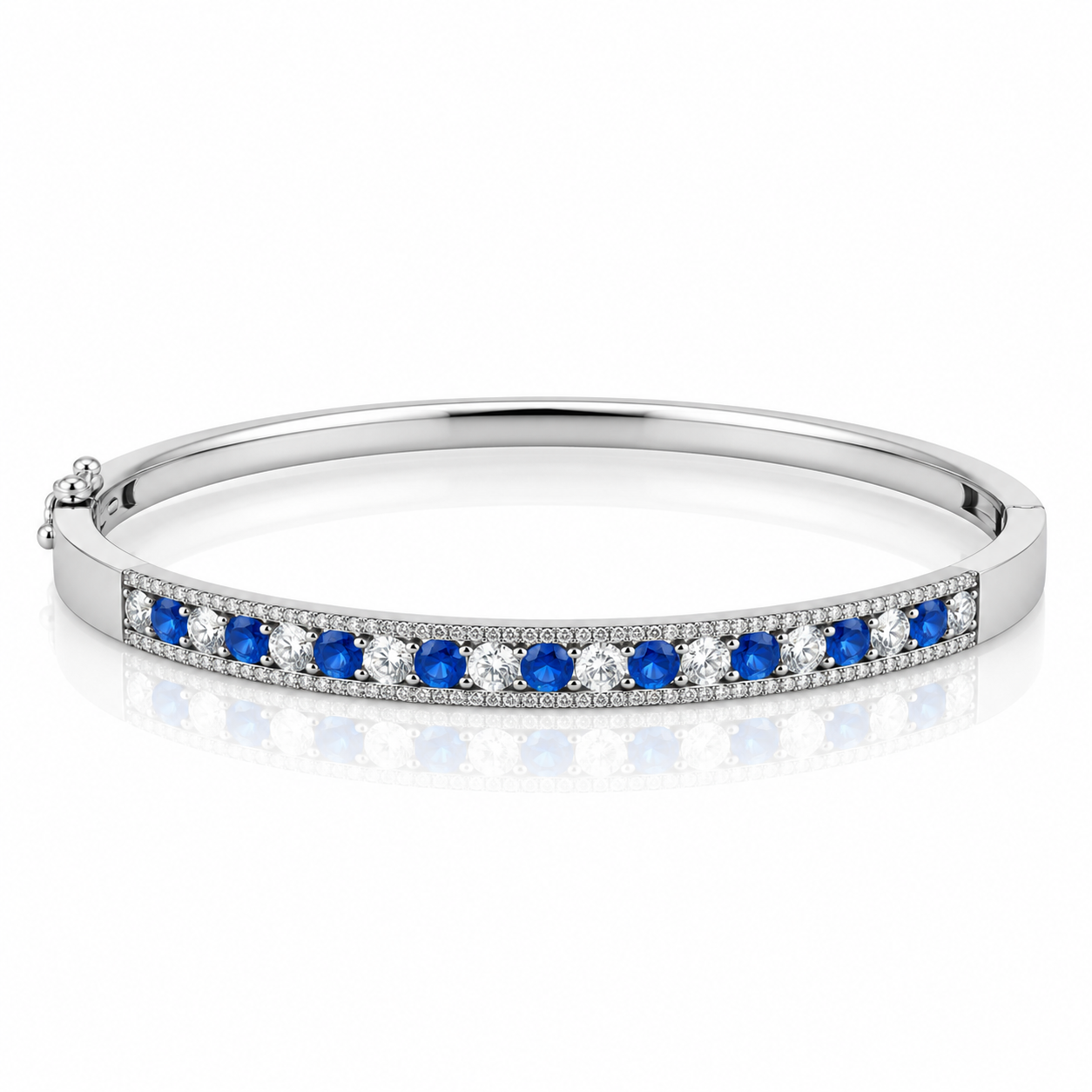 Blue CZ Hinged Bangle