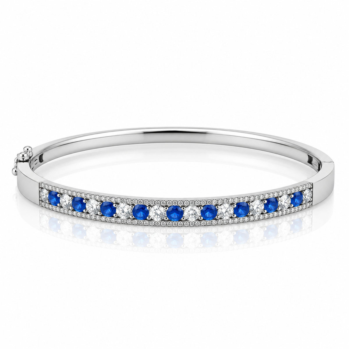 Blue CZ Hinged Bangle
