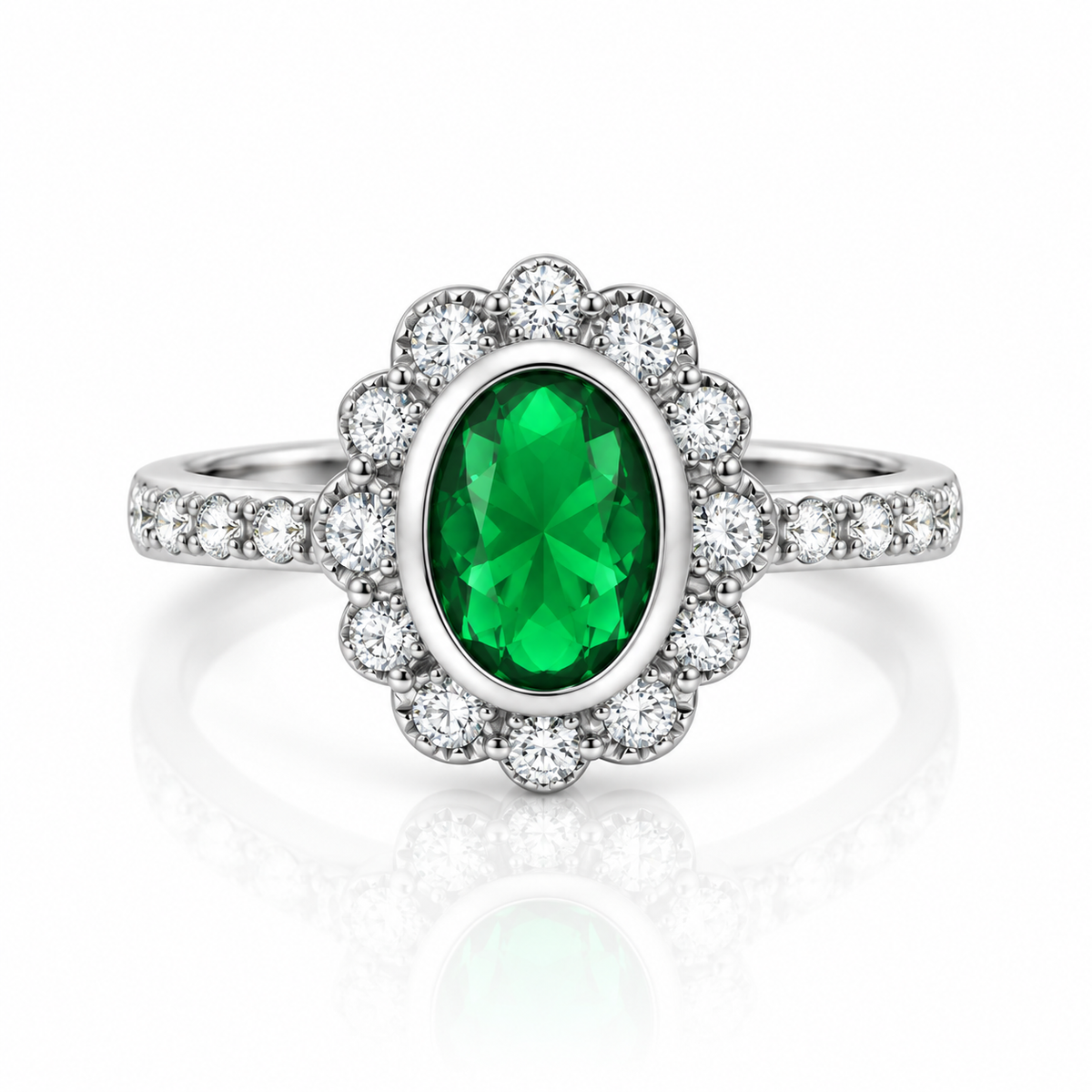 Green Oval CZ Dress Ring