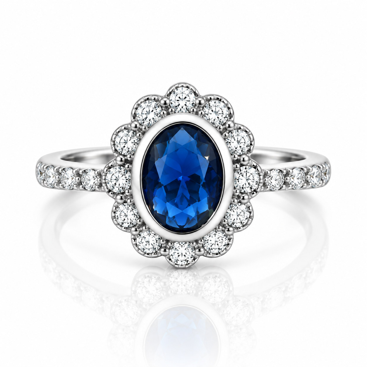 Blue Oval CZ Dress Ring