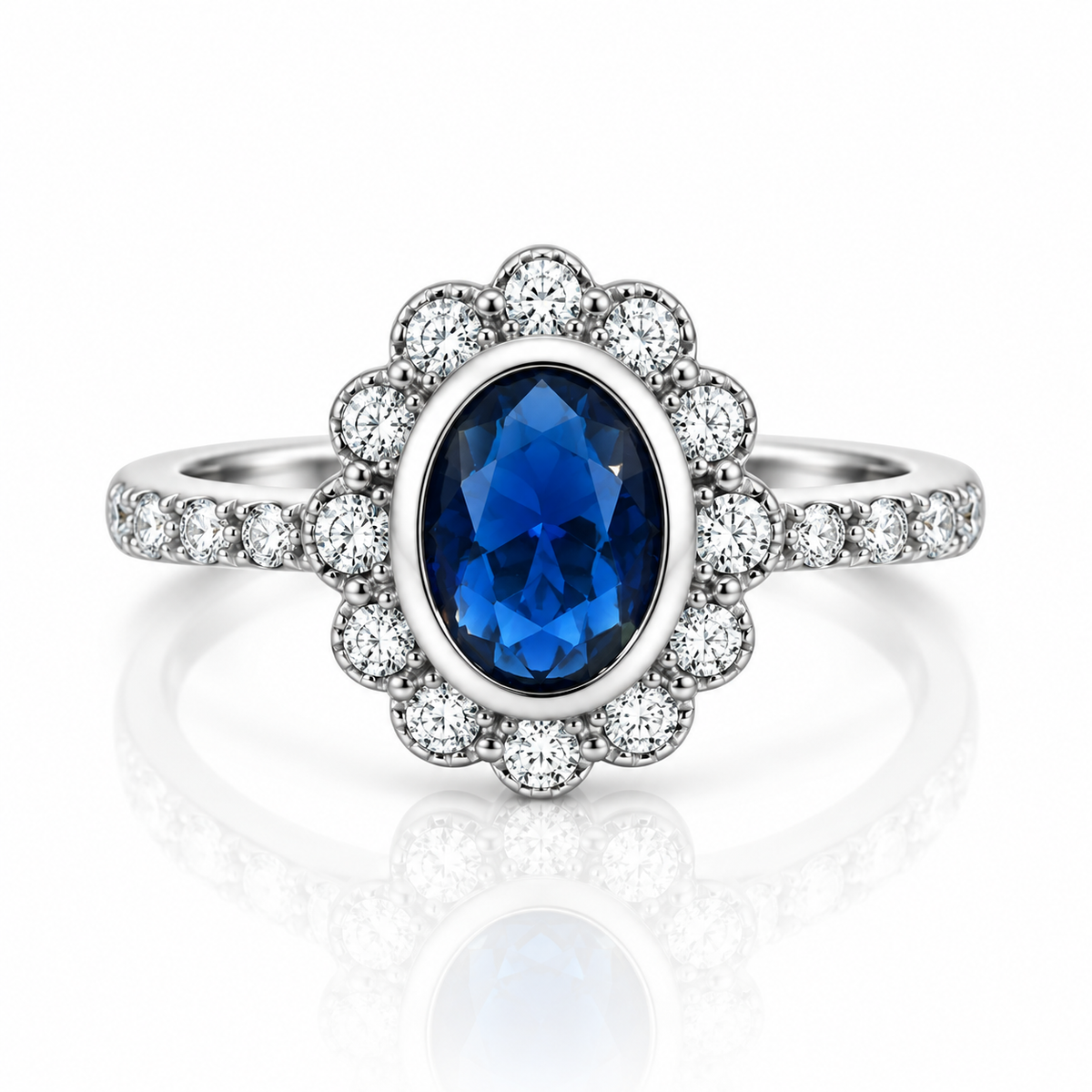 Blue Oval CZ Dress Ring