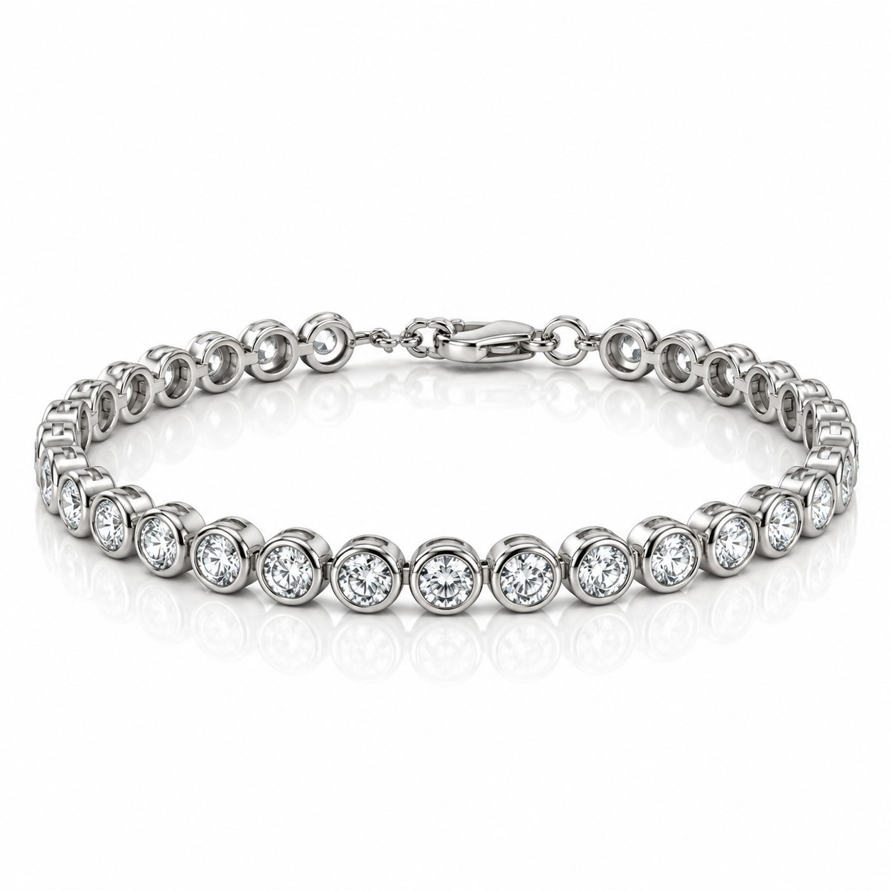 Round CZ Bezel Set Tennis Bracelet