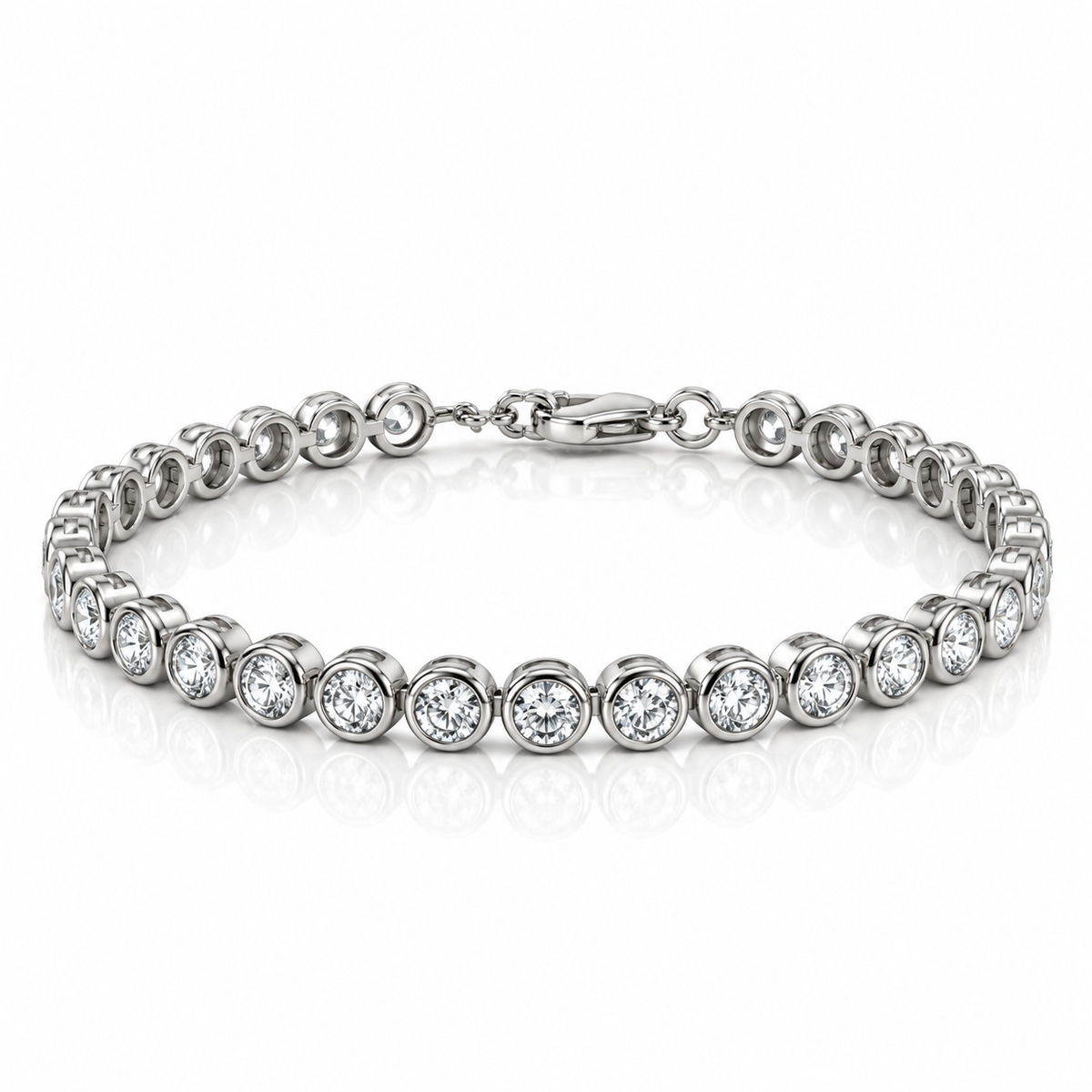 Round CZ Bezel Set Tennis Bracelet