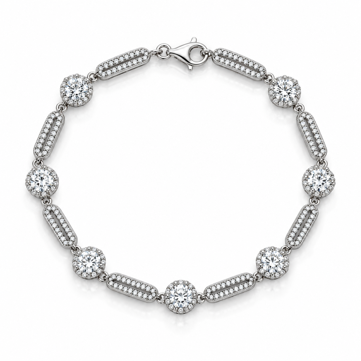 Round CZ and Bar Tennis Bracelet