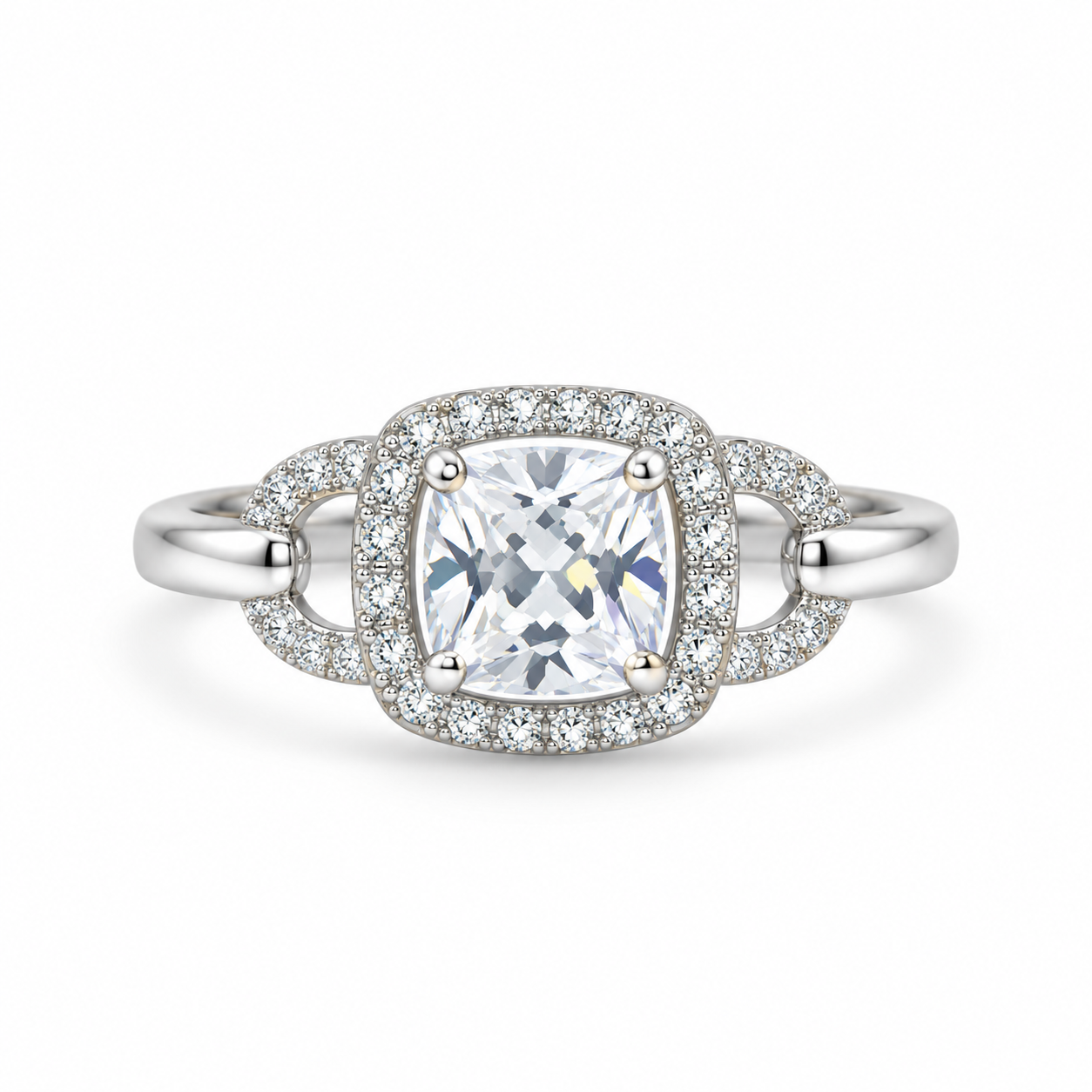 Princess Cut CZ Halo Dress Ring