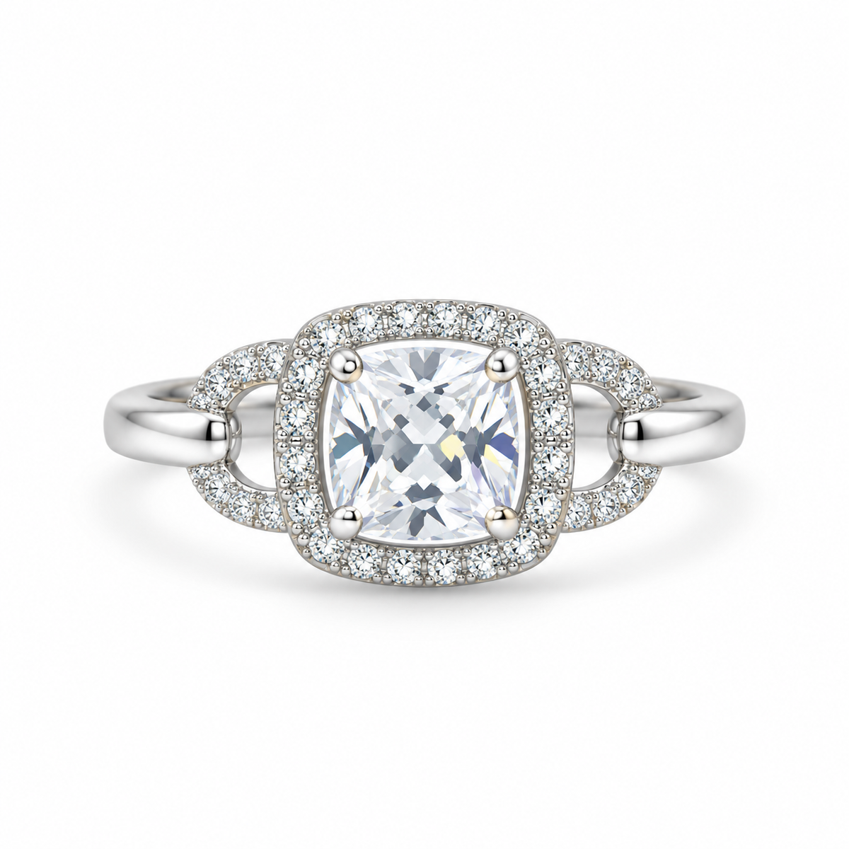 Princess Cut CZ Halo Dress Ring