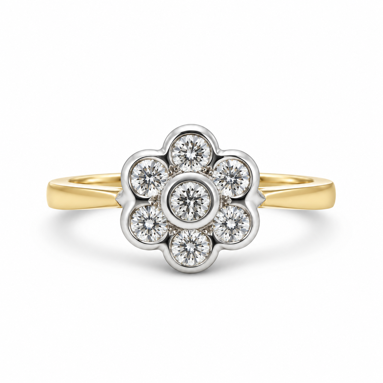 18kt Flower Cluster Diamond Engagement Ring