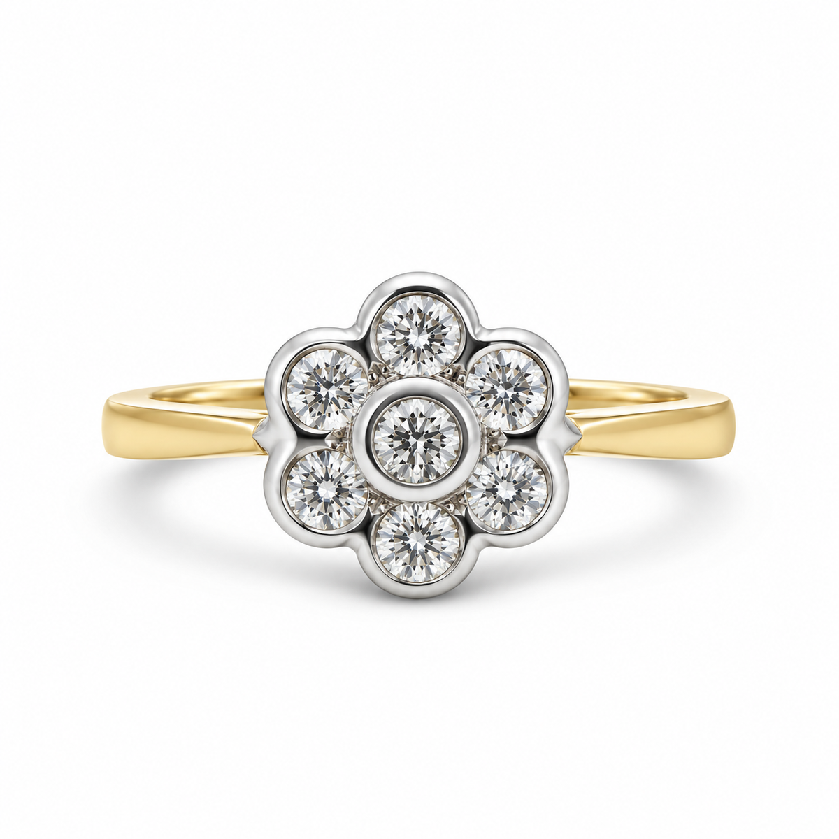 18kt Flower Cluster Diamond Engagement Ring